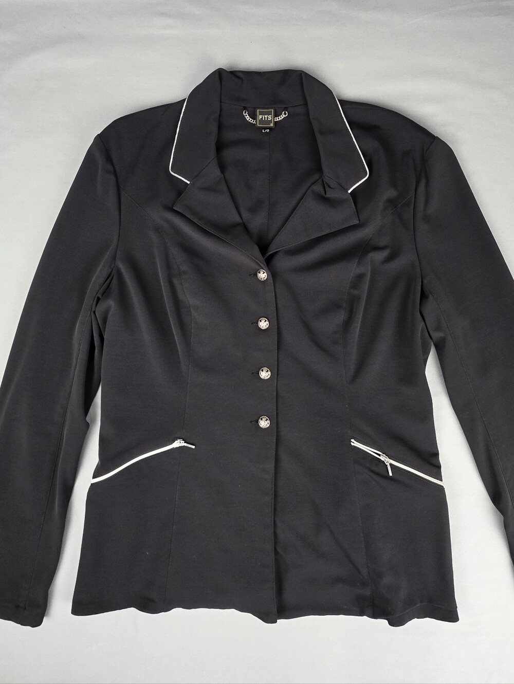 Fits Zephyr Mesh Dressage Show Coat Black with Silver Piping Large Equestrian